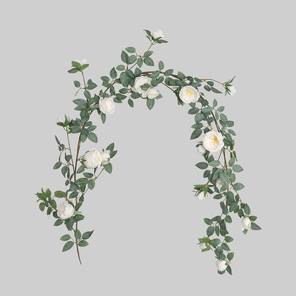 1.8m Austin Rose Vine Decorative Wall Hanging - Lifelike Artificial Flower Ivy for Concealing Air Conditioning Ducts and Enhancing Home Aesthetics