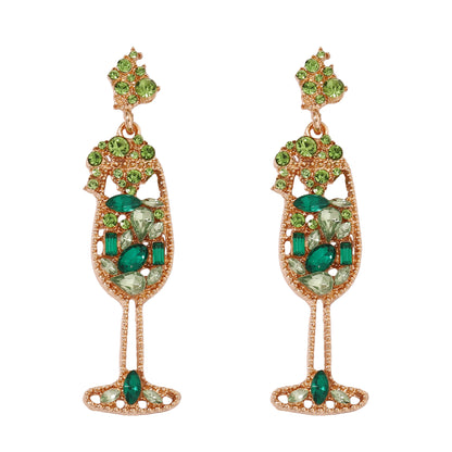 Elegant Vintage Pearl-Inspired Dazzling Rhinestone Wine Glass Earrings – High-Quality, Trendy, and Perfect for Any Occasion