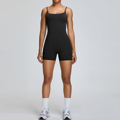 Women's Yoga Jumpsuit with Built In Shorts for Dance and Fitness Featuring a Comfortable Racerback Design