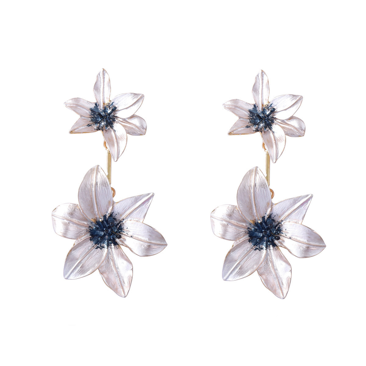 Chic Bold Alloy Flower Drop Earrings with Color Block Design - Lightweight Luxury Party Accessories for Glamorous Style
