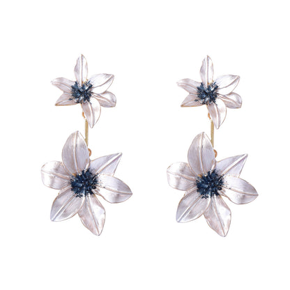 Chic Bold Alloy Flower Drop Earrings with Color Block Design - Lightweight Luxury Party Accessories for Glamorous Style