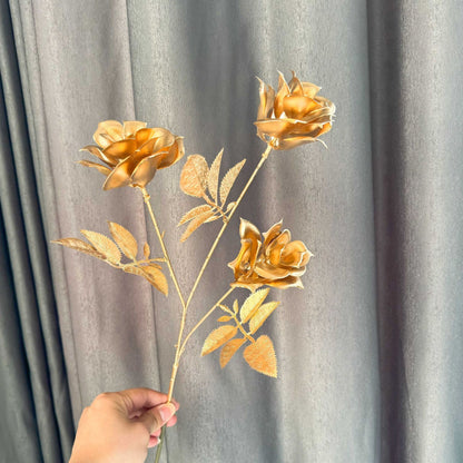 Stunning Gold Floral Arrangement with Ginkgo Leaves, Eucalyptus, and Red Berries - Perfect for New Year Celebrations and Elegant Wedding Decorations