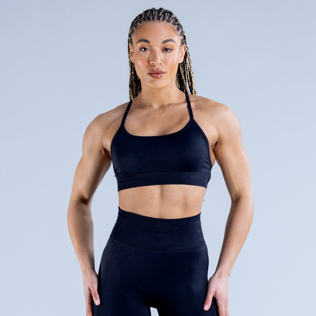 High Stretch Shockproof Full Matte Nylon Cross Back Seamless Sports Bra Comfort and Support for Yoga Fitness