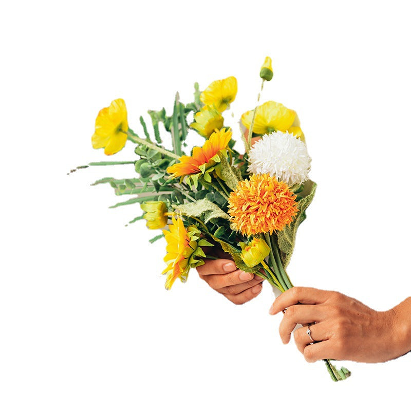 Charming Single Stem Sunflower Bouquet - Perfect for Photoshoots, Home Décor, and Seasonal Celebrations - Realistic Faux Flowers for Living Room Arrangements