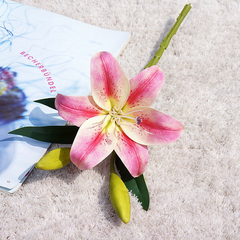 Realistic Miniature 3D Lily - Short Stem Artificial Flower for Home, Hotel Decor, Wedding Photography, and Event Styling