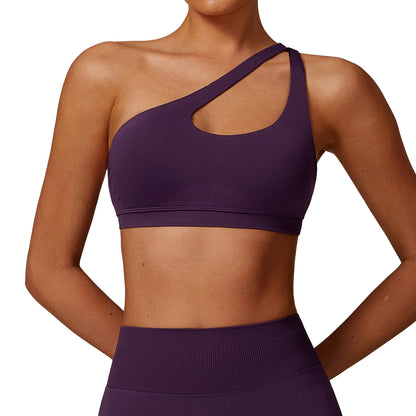 Asymmetrical One Shoulder Sports Bra for Yoga and Running Quick Dry Elastic Workout Top for Comfort and Flexibility Model 7755 2