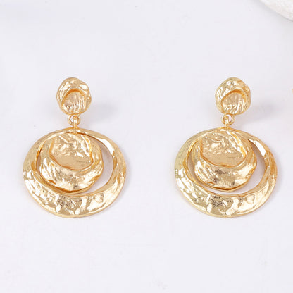 Chic Vintage-Inspired Geometric Hammered Textured Round Dangle Earrings - Effortlessly Stylish and Versatile for Every Occasion