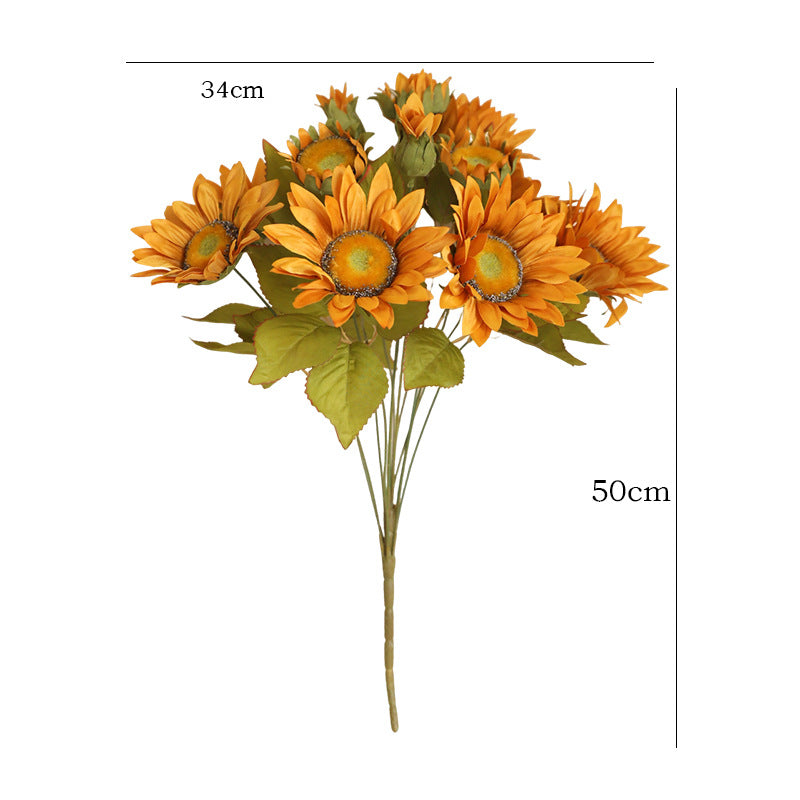 Vibrant Autumn-Inspired 13-Piece Artificial Sunflower Bouquet for Weddings and Home Decor – Stunning Faux Floral Arrangement Perfect for Hotels and Celebrations