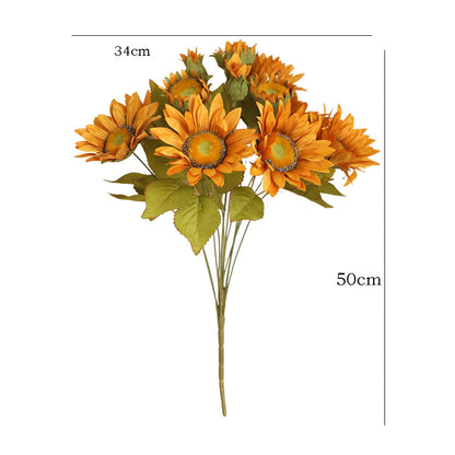 Vibrant Autumn-Inspired 13-Piece Artificial Sunflower Bouquet for Weddings and Home Decor – Stunning Faux Floral Arrangement Perfect for Hotels and Celebrations