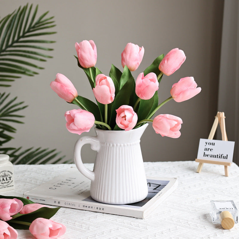 High-End Touch Feels Realistic Single Stem Hydrating Faux Tulip - Perfect Photography Prop & Elegant Home Decor Accent