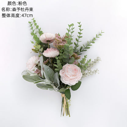 Elegant Peony Bouquet - Stunning Faux Flower Arrangement for Home Decor, Wedding Celebrations, and Wall Decoration - CF01029