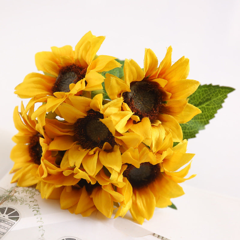 Realistic 6-Head Artificial Sunflower Bouquet – Perfect for Photography Props, Home Decor, Hotel Displays, and Brightening Up Any Space