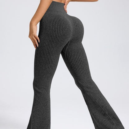 Seamless Ribbed Lift Yoga Bell Bottoms for Women High Performance Fitness Leggings for Outdoor Workouts and Athleisure Wear