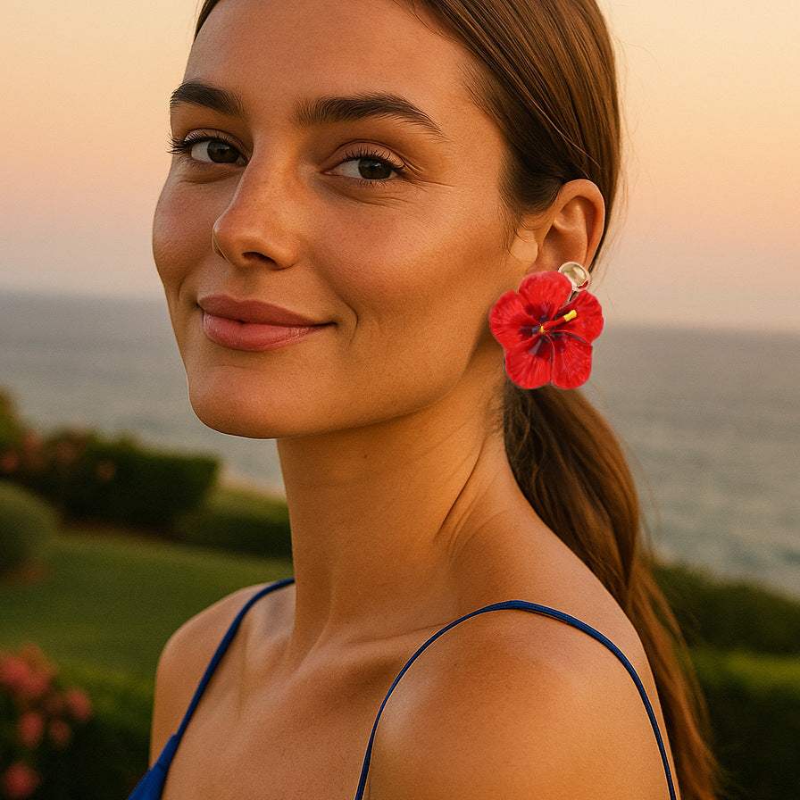 Versatile Floral Hoop Earring Set - Perfect for Everyday Wear, Commuting, and Featuring Durable Alloy with Stylish Drip Oil Flower Design - 4-Piece CCB Earring Collection