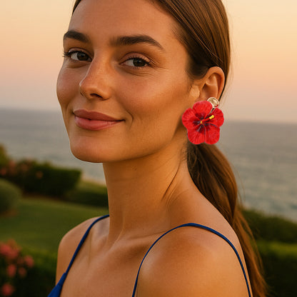 Versatile Floral Hoop Earring Set - Perfect for Everyday Wear, Commuting, and Featuring Durable Alloy with Stylish Drip Oil Flower Design - 4-Piece CCB Earring Collection