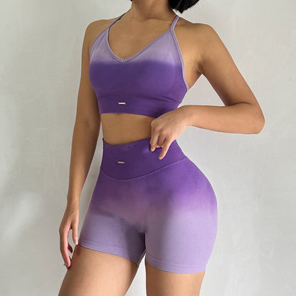 Seamless Gradient Yoga Set with High Waisted Peach Lift for Comfort and Style for Yoga and Fitness