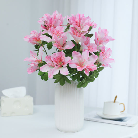 Realistic 5-Prong Rhododendron Artificial Flower Arrangement – Perfect for Indoor & Outdoor Decor, Wedding Decorations, and Living Room Centerpieces