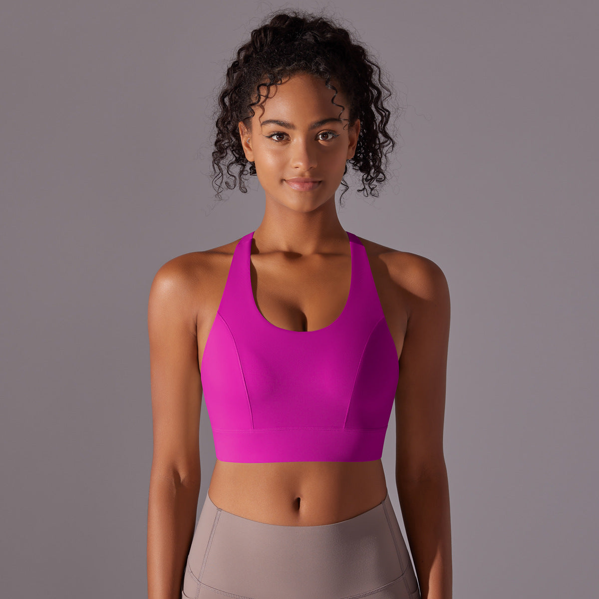 High Impact Sports Bra with Fixed Cups Back Support for Yoga No Show Back Closure Shock Resistant Fitness Tank for Comfort