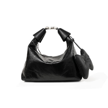 Chic Cloud Shaped Genuine Cowhide Handbag with Textured Pleats Quality Women's Leather Tote