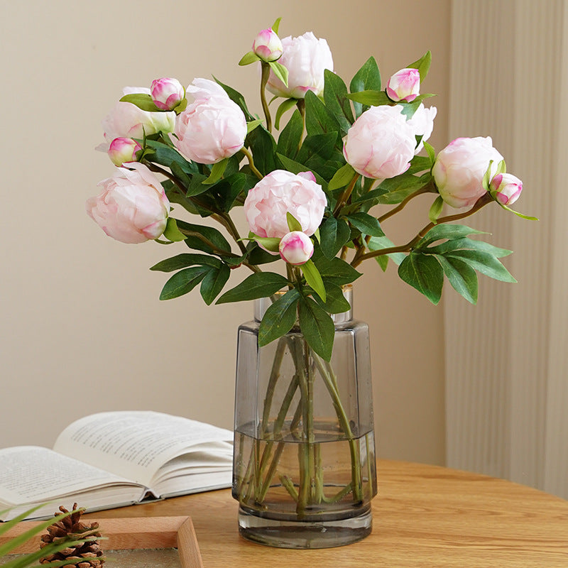 Elegant European Miniature Double-Headed Faux Peony Flowers - Perfect for Wedding Decorations and Home Décor - Soft and Realistic Silk Peony Floral Arrangements