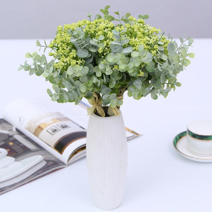 Realistic Faux Flower Wedding Bouquet with Eucalyptus Leaves - Perfect for Home Décor and Special Celebrations