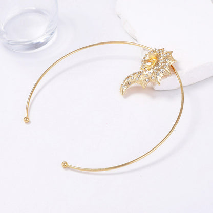 Chic Ocean-Inspired Pendant Necklace with Alloy and Zircon Stone - Minimalist Luxury Shell Design for Effortless Beachside Charm