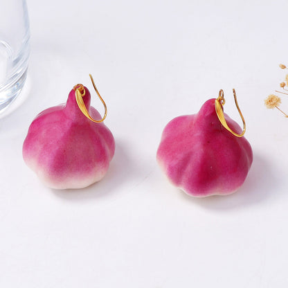 Unique and Creative Foam Garlic Fruit Earrings – Quirky Design Statement Accessories for Women