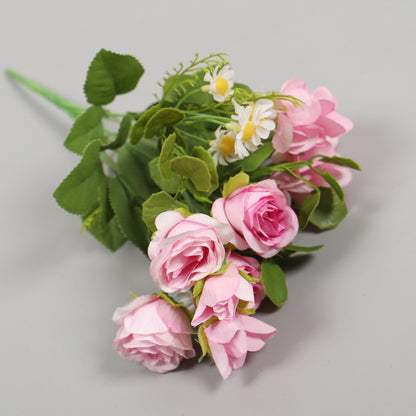 Charming Faux Floral Arrangement: Japanese-Korean Style Realistic Mini Daisy and Silk Rose Combo - Perfect for Home Decor, Weddings, and Events