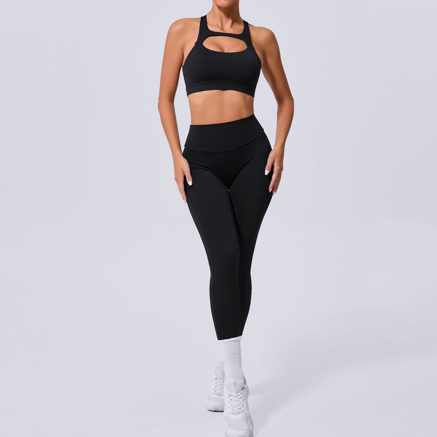 Winter Pocket Style High Waist Yoga Set Two Piece Fitness Outfit for Running and Exercising for Cold Weather