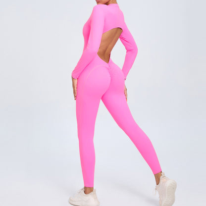 Zip Up Long Sleeve Yoga Jumpsuit for Women and Functional Fitness Bodysuit with Leggings for Gym Workouts