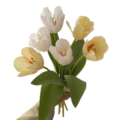 Luxurious Touch Sensation Moisturizing Tulip Faux Flowers - Elegant Home Living Room Décor, Perfect for Photography Props and Lasting Decoration