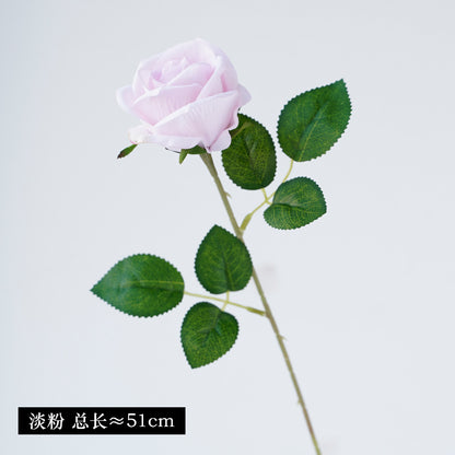 Realistic Single Velvet Rose - Perfect for Home Decor, Weddings, and Hotel Arrangements - Elegant Faux Flower for European-Inspired Floral Designs