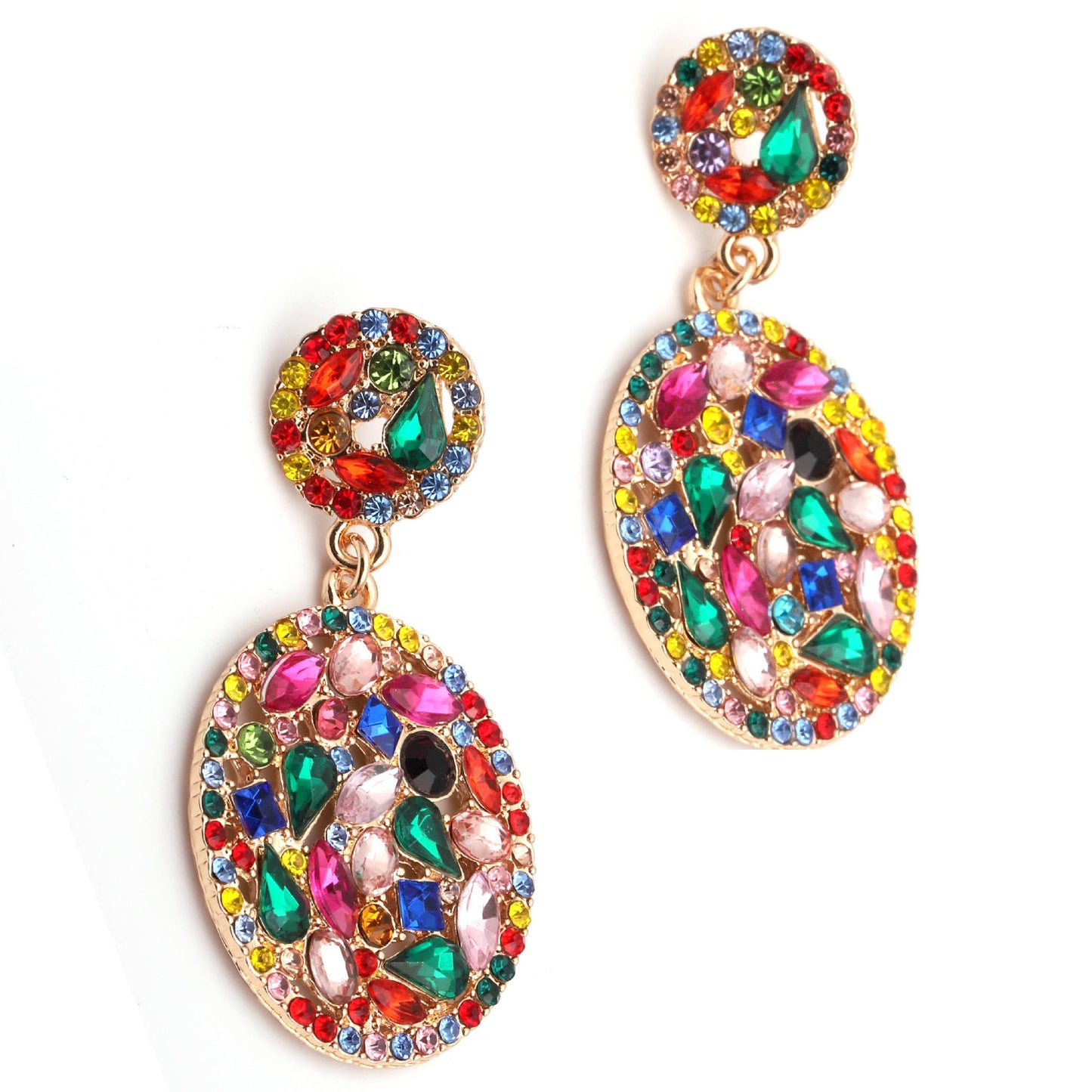 Exaggerated Personality Creative Vintage Geometric Crystal-Studded Alloy Earrings - Unique Statement Jewelry for All Occasions