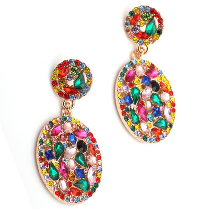 Exaggerated Personality Creative Vintage Geometric Crystal-Studded Alloy Earrings - Unique Statement Jewelry for All Occasions