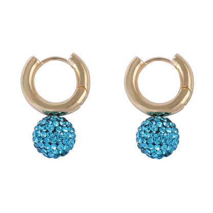Exquisite Lightweight Luxury Elegant Rhinestone-Studded 3D Sphere Geometric Ear Cuff Earrings - Perfect for Parties and Everyday Glamour