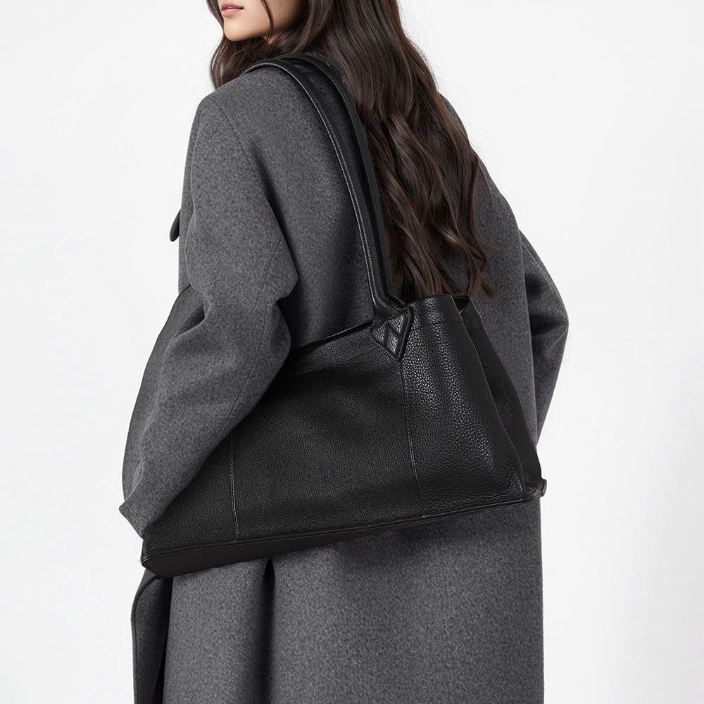 Genuine Leather Tote Bag for Women Spacious Multi Purpose Handbag Commuter Shoulder Bag with Luxe Appeal