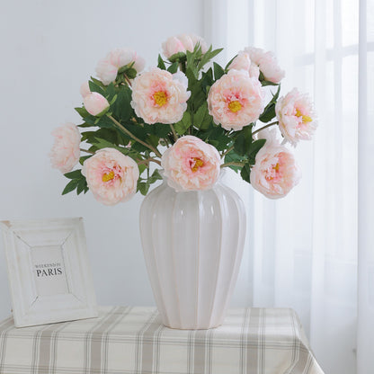 Realistic 3-Head Silk Peony Flowers for Elegant Home Décor and Wedding Decoration Props - Perfect for Photography and Event Styling