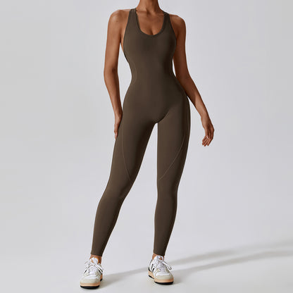 High Performance Women's Yoga Bodysuit with Open Back Design Ultra Stretch One Piece Yoga Outfit for Comfortable Movement