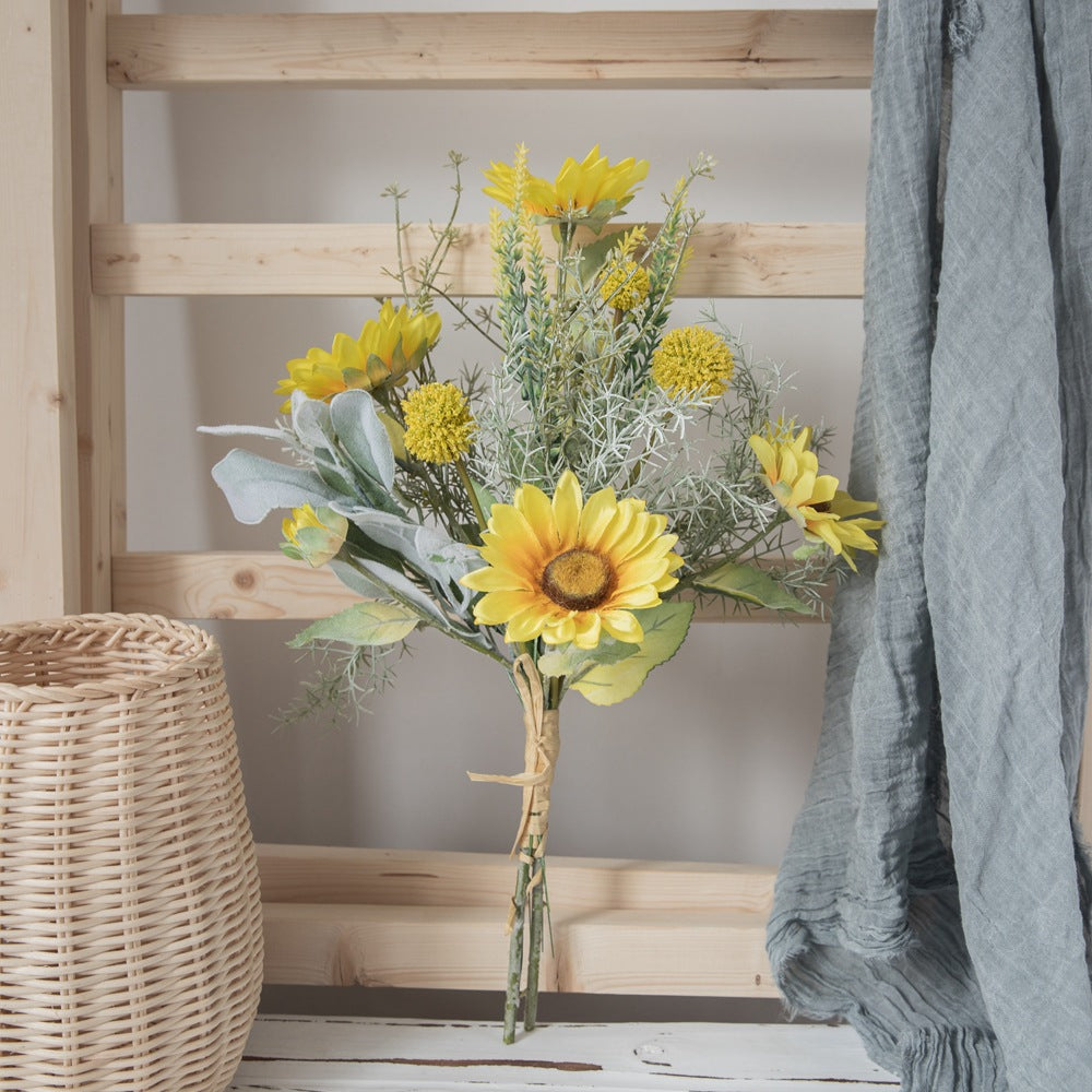 Elegant Artificial Sunflower Bouquet by Qian Mo - Perfect Faux Flower Decor for Weddings, Home and Event Decoration, Versatile Floral Wall Art CF01123