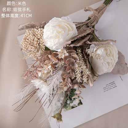 Elegant Realistic Floral Bouquet for Home Decor - Stunning Wedding Handheld Flowers and Wall Art Decoration (CF01159)