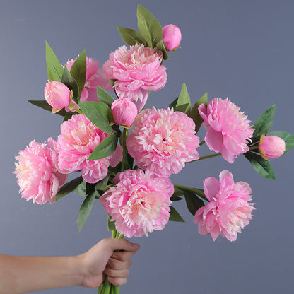 High-Quality Realistic Triple-Headed Peony Silk Flower Arrangement - Perfect for Home Décor, Weddings, and Special Events