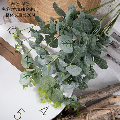 Eucalyptus & Money Leaf Artificial Floral Arrangement with Grass and Snapdragon - Lifelike Money String Decor MW16301