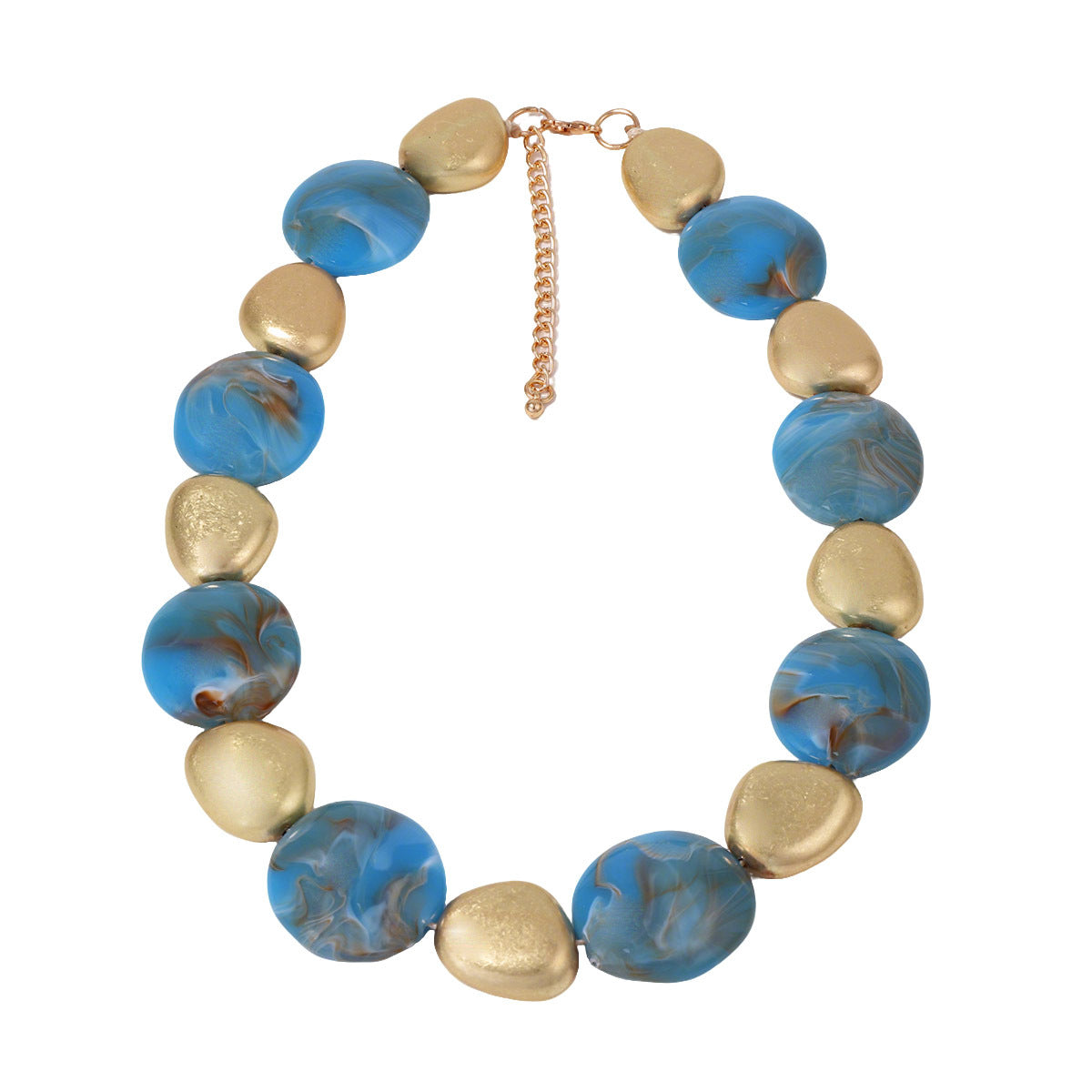 Vintage-Inspired Bohemian Style Statement Necklace and Earrings Set with Bold Geometric Blue Beaded Design - Unique and Eye-Catching Jewelry for Women