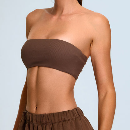 Seamless Strapless Sports Bra Body Shaper for Yoga Stay Secure with Our Non Slip Ribbed Workout Top for Gym Enthusiasts