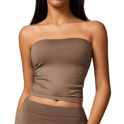 Versatile Strapless Bustier Bodysuit for Yoga and Workout Seamless Supportive and 8718