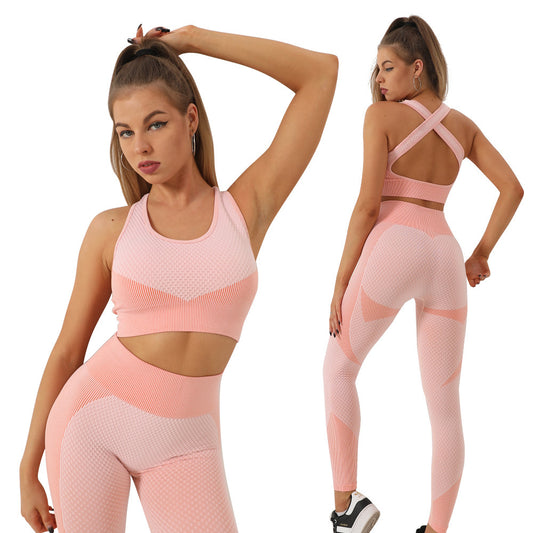 Seamless Zippered Yoga Pants and Sports Bra Set for Spring and Summer Workouts Comfort and Style Combined