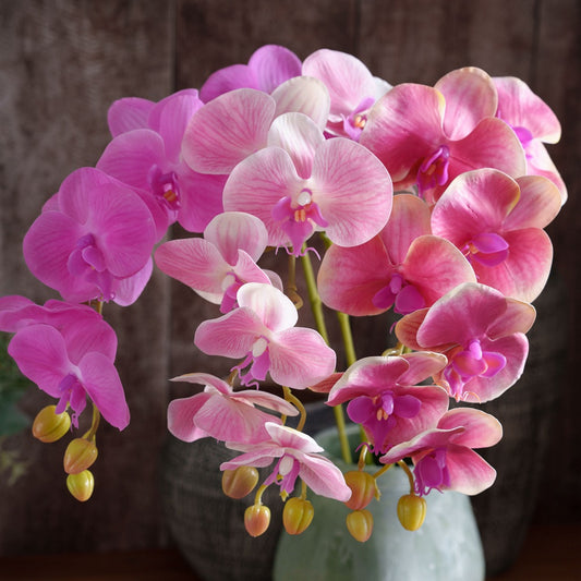 Stunning Orchid Artificial Flower Arrangement - Perfect for Weddings, Home Décor, and Instagram-Ready Aesthetic - Realistic Faux Plant Wall Art featuring Lush Roses - Model MW18904