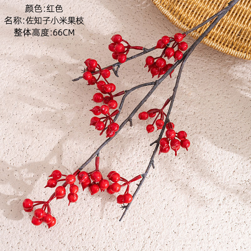 Realistic Zachi Small Millet Fruit Branch Simulation Flowers - Stunning Green Plants for Wedding Decor, Home Accents, and Craft Projects - Model MW25302