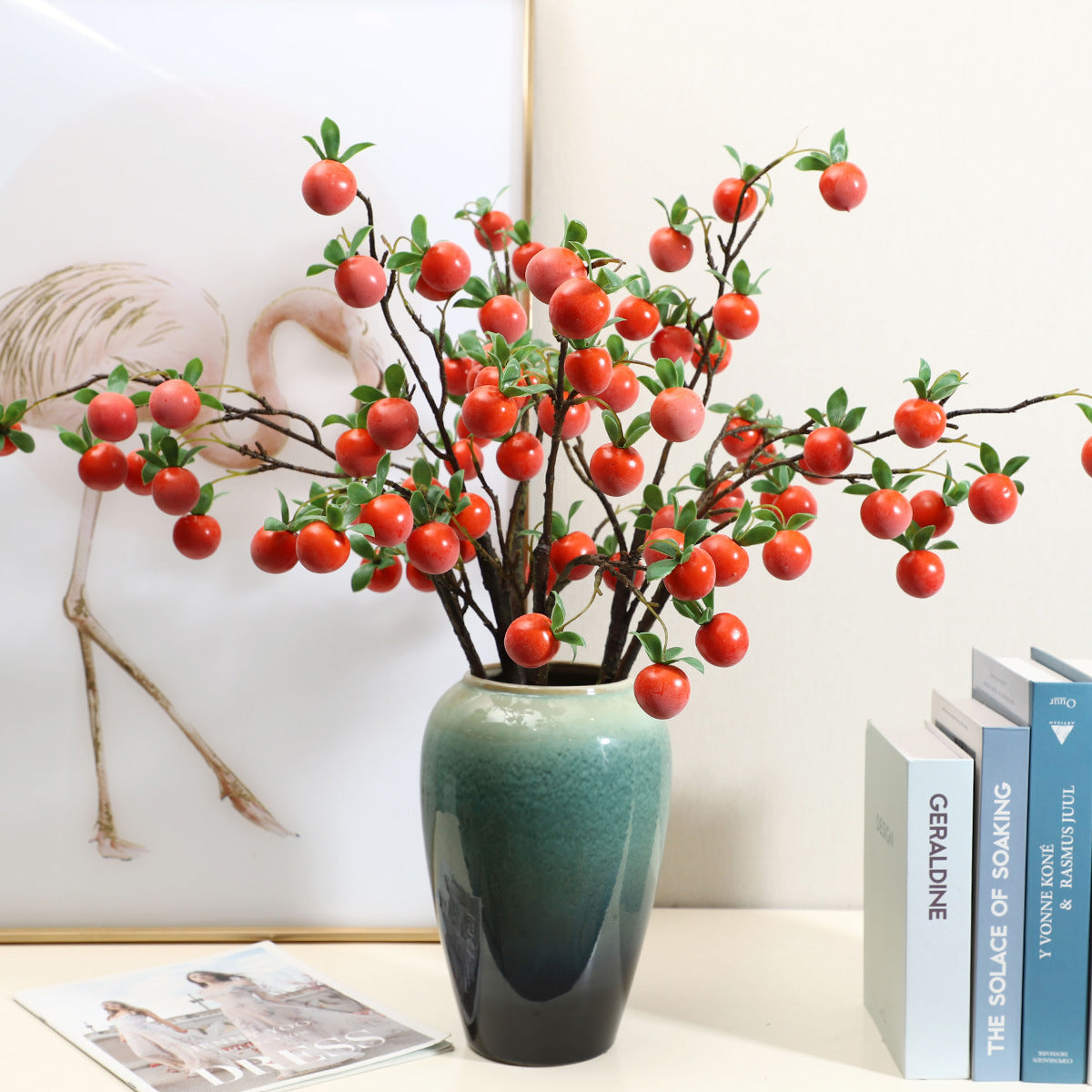 Realistic Persimmon Fruit Home Decoration - Perfect Table Centerpiece for New Year Celebrations, Symbolizing Prosperity and Good Fortune