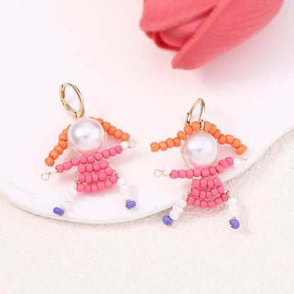 Unique Handcrafted Cartoon Character Beaded Hook Earrings - Quirky, Adorable Designs for a Playful Style